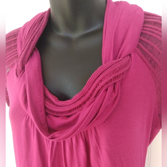 1.9 Cowl neck Plum Knit top. EUC. Size Medium. - Picture 2 of 7
